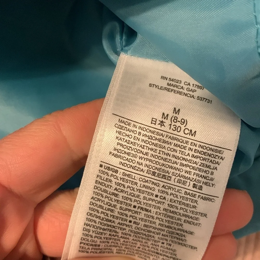 Gap size‎ 8 girls vest blue Puffer zipper